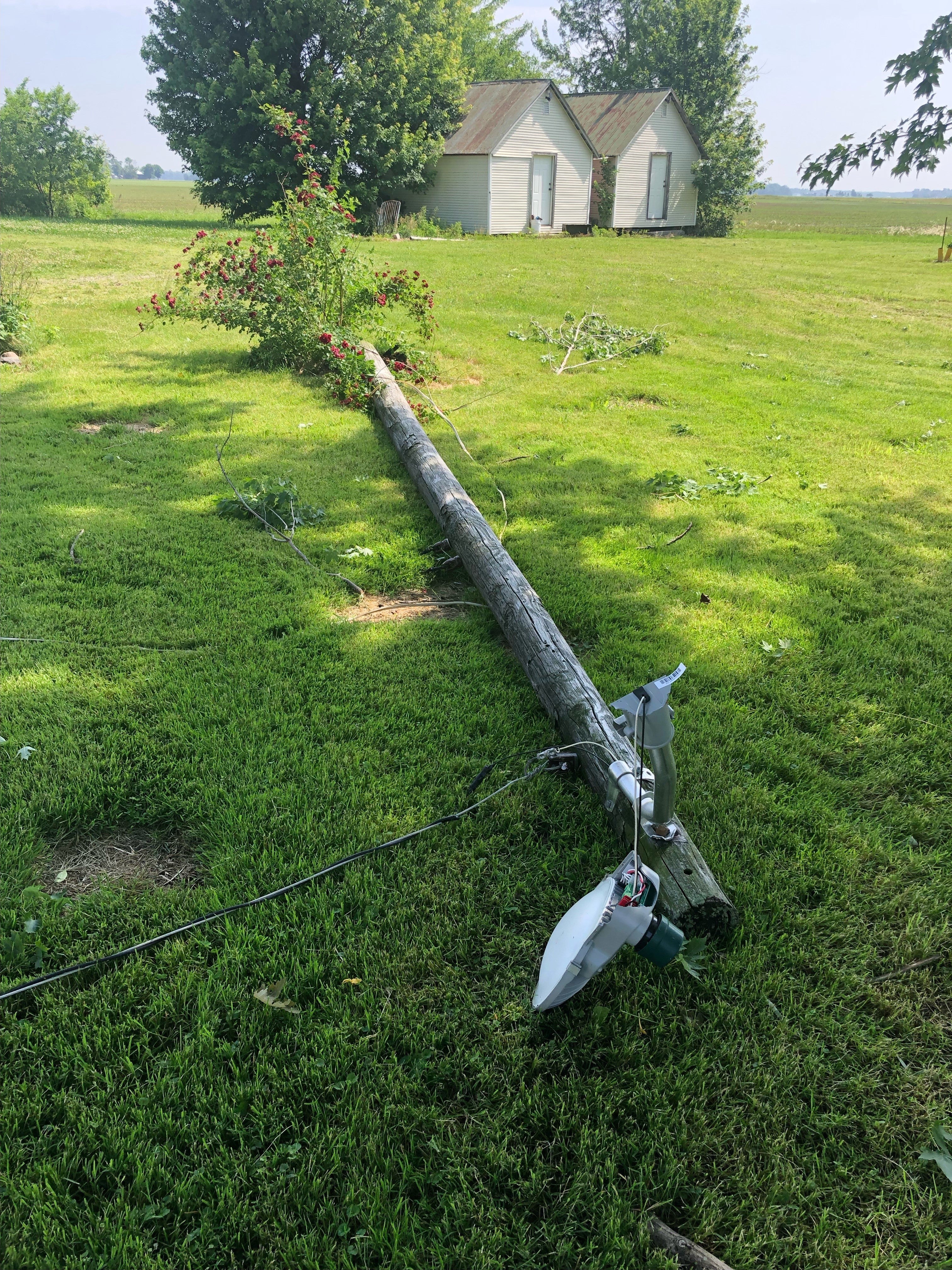 downed pole from storm