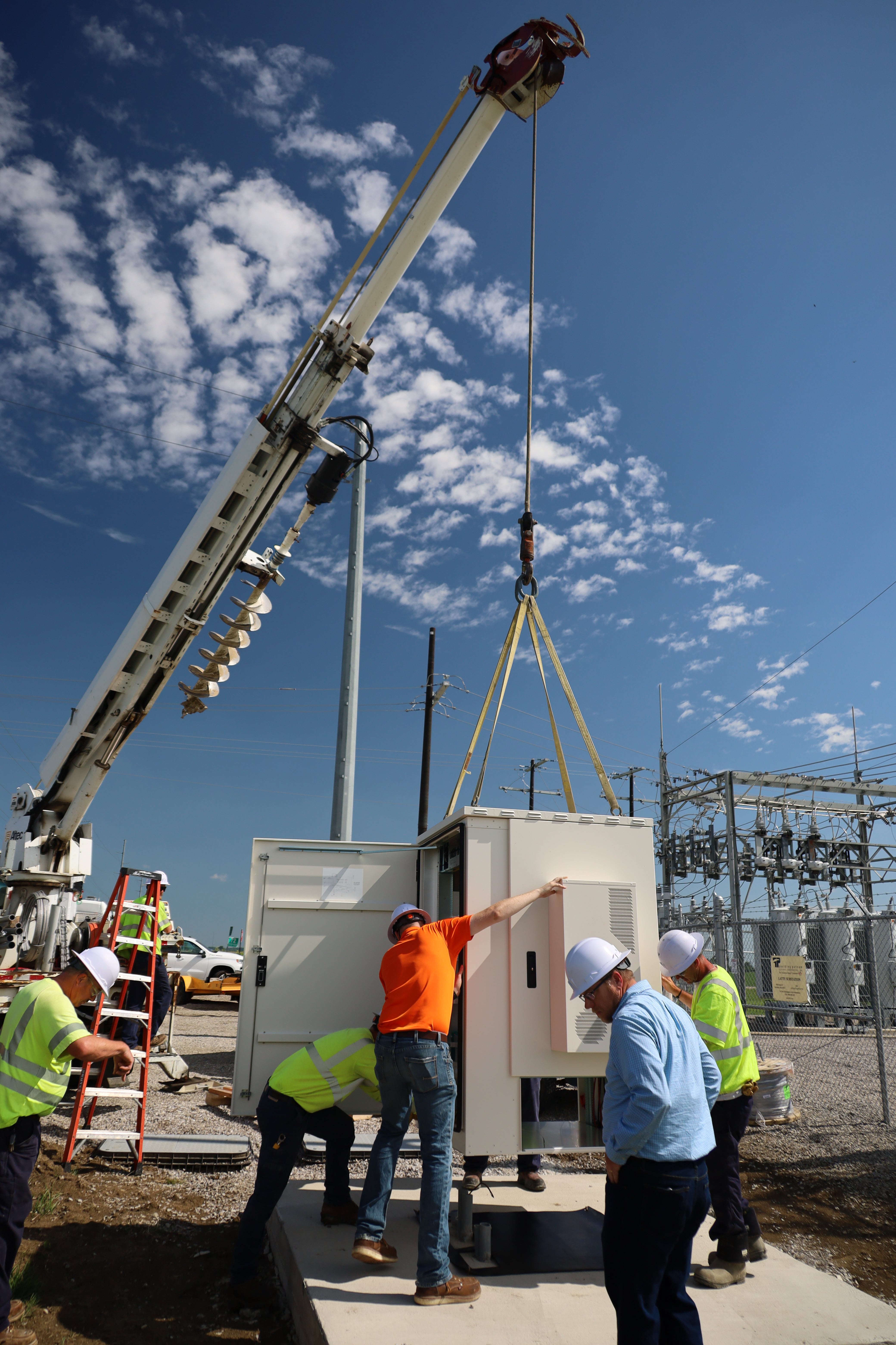 Fiber Internet Cabinet being set