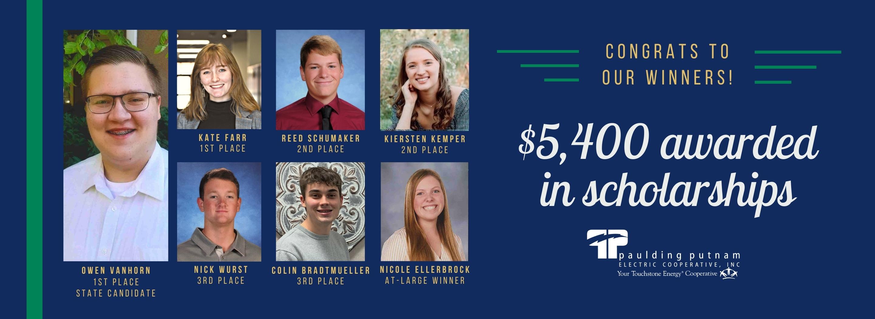 Paulding Putnam Electric awards $5,400 in scholarships to 7 local seniors 