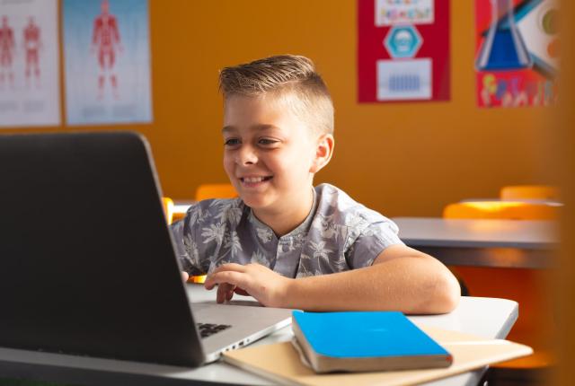 Student using the internet